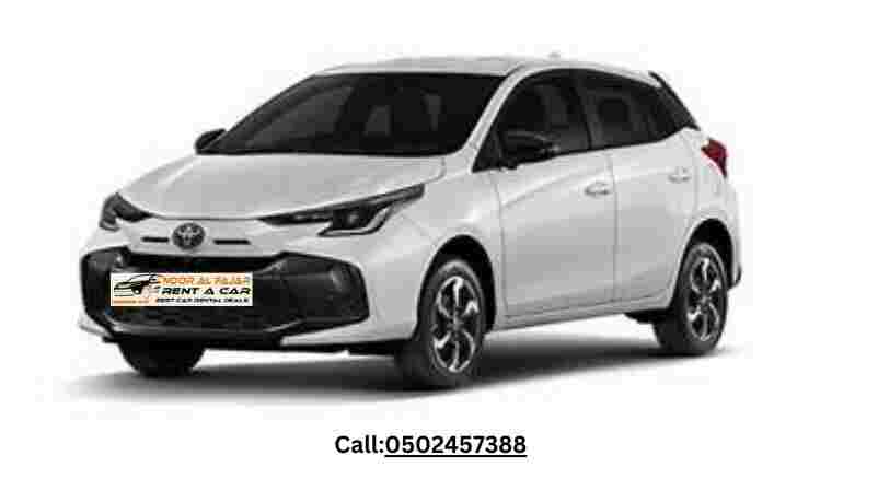 Toyota Yaris 2023 front view available for rent in Dubai