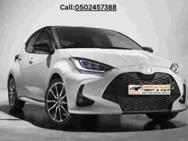 Toyota Yaris 2023 profile front view available for Dubai car rental