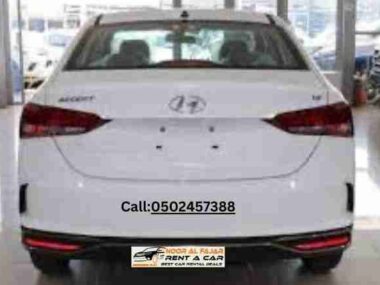 Back view of Hyundai Accent 2022 rent a car in Dubai