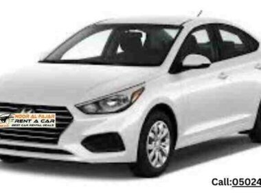 Front view of Hyundai Accent 2022 rent a car in Dubai